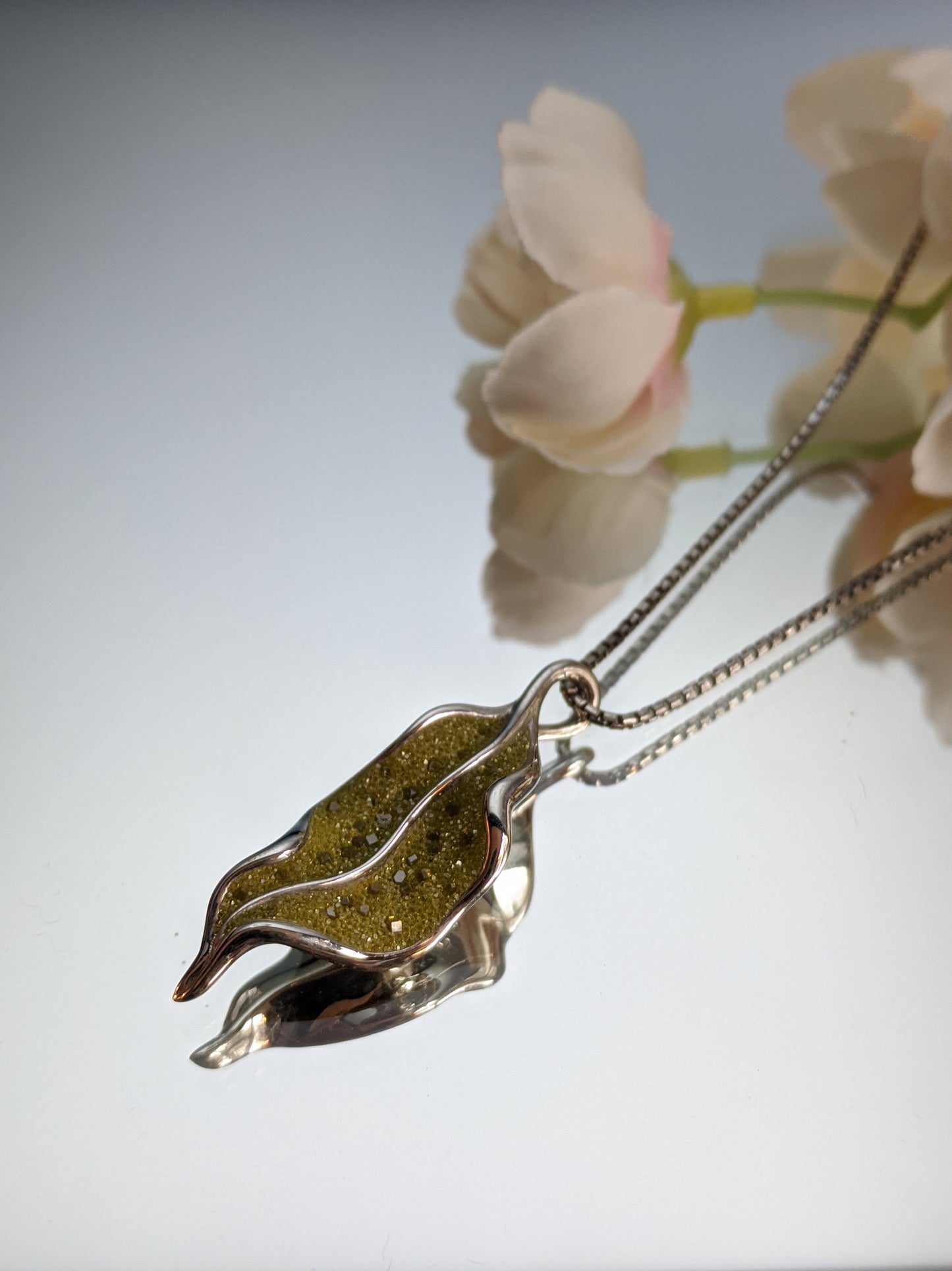 Galatea Sterling Silver Green Diamond Pendant