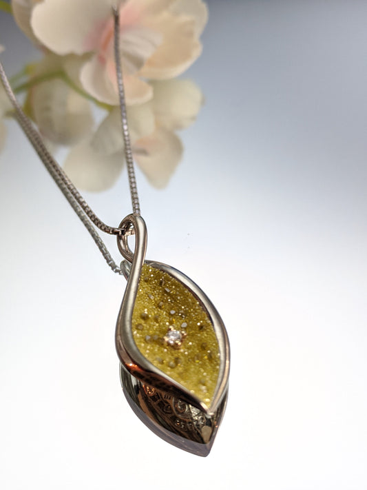 Galatea Sterling Silver Green Diamond Pendant